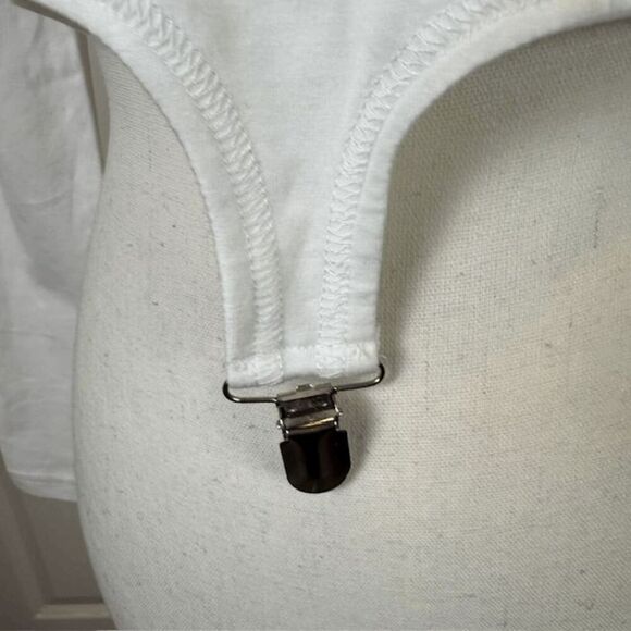 UNIF Slater Garter Clip Top Long Sleeve Scoop Neck White Stretch Size Medium - Picture 3 of 11